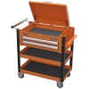 Heavy-Duty Mobile Tool & Parts Trolley 2 Drawers & Lockable Top – Orange