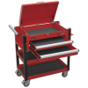 Heavy-Duty Mobile Tool & Parts Trolley 2 Drawers & Lockable Top – Red