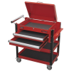 Heavy-Duty Mobile Tool & Parts Trolley 2 Drawers & Lockable Top – Red