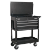 Heavy-Duty Mobile Tool & Parts Trolley with 4 Drawers & Lockable Top – Black