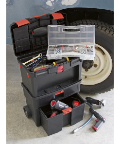 Mobile Toolbox with Tote Tray & Removable Assortment Box