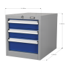 Industrial Triple Drawer Unit for API Series Workbenches