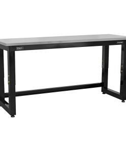Steel Adjustable Workbench with Stainless Steel Worktop 1830mm - Heavy-Duty