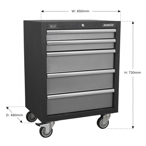 Modular 5 Drawer Mobile Cabinet 650mm