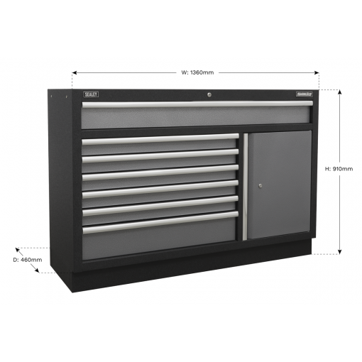 Modular 7 Drawer Floor Cabinet 1360mm