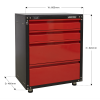 Modular 4 Drawer Cabinet with Worktop 665mm