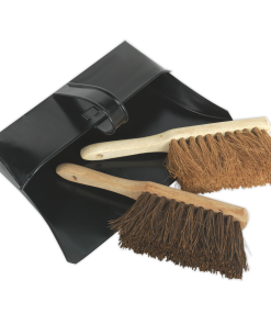 3 Piece Metal Dustpan and Brush Set