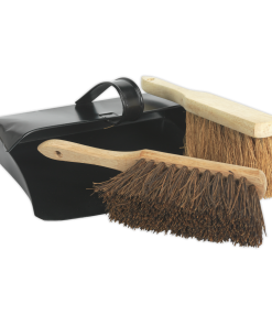 3 Piece Metal Dustpan and Brush Set