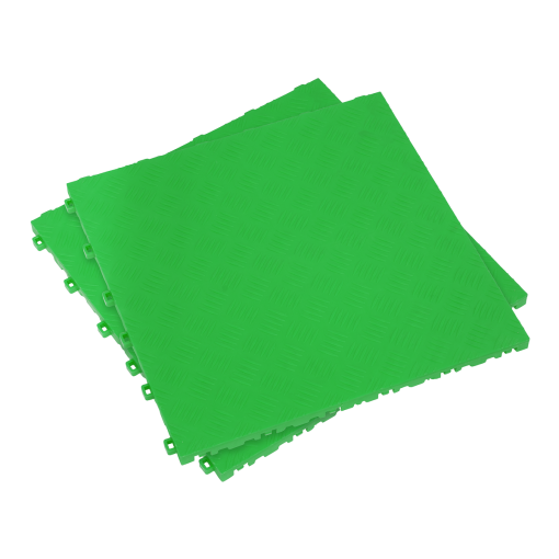 Polypropylene Floor Tile – Green Treadplate 400 x 400mm – Pack of 9