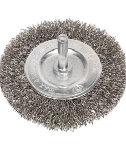 Flat Wire Brush Stainless Steel 75mm with 6mm Shaft