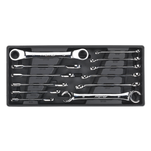 Tool Tray with Flare Nut & Ratchet Ring Spanner Set 12pc