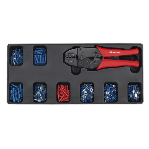 Tool Tray with Ratchet Crimper & 325 Assorted Insulated Terminal Set