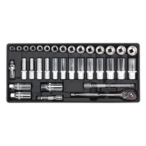 Tool Tray with Socket Set 35pc 3/8″Sq Drive